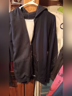 Men's Black Zip-Up Hoodie Sweatshirt with Hood